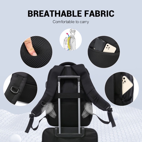 NWT 17”Waterproof Laptop Bag Extra Large Travel Backpack With USB Charging Port - Picture 3 of 7